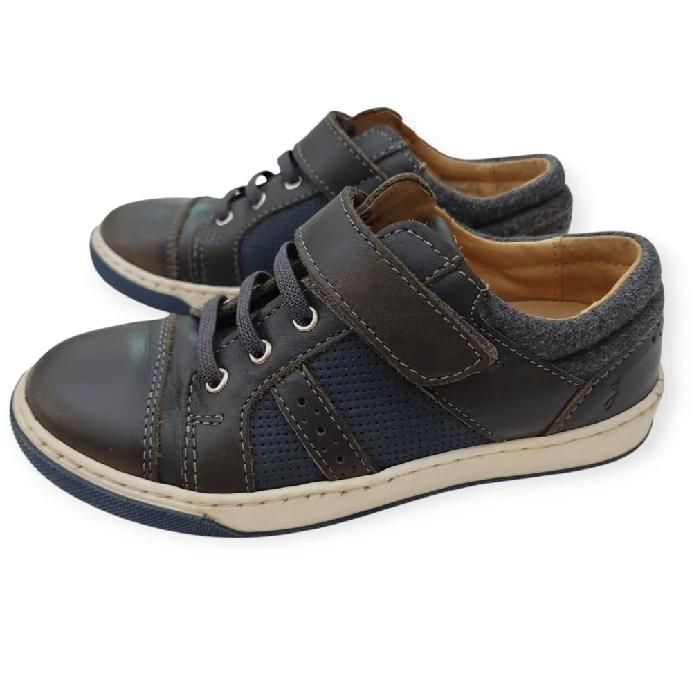 Jacadi Paris Boys Brown Leather Hook-and-Loop Sneakers Shoes Size EU 31 US 13